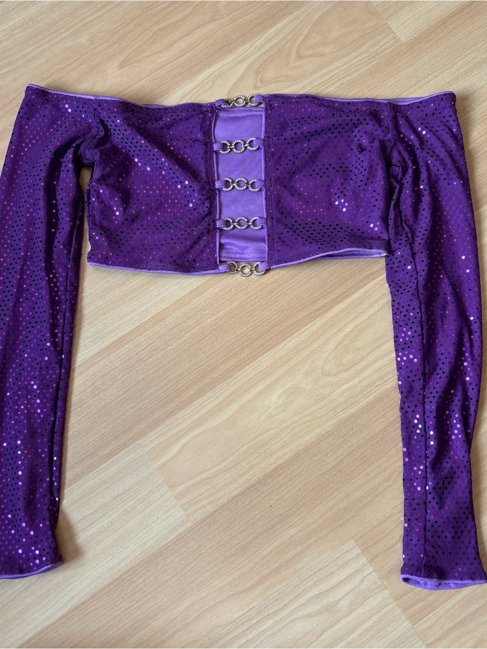 SHEIN Purple Sequin Off-Shoulder Crop Top with Ring Closures